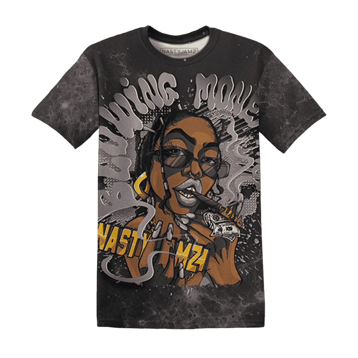 Black-Violet-Ore-3s-T-Shirt-Match-Blowing-Money-Fast-Girl-3D