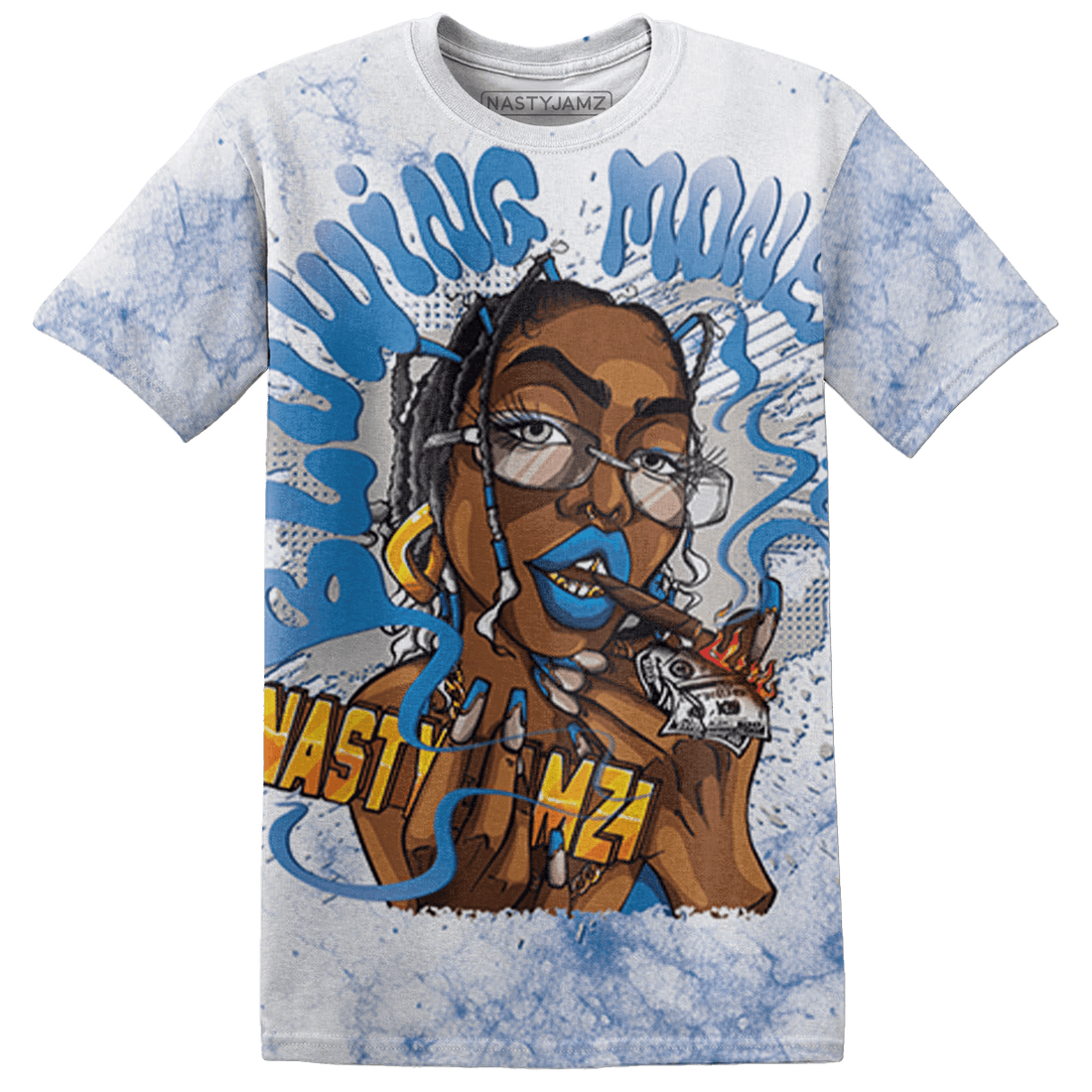 Industrial Blue 4s T Shirt Match Blowing Money Fast Girl 3D All-Over Print - NastyJamz