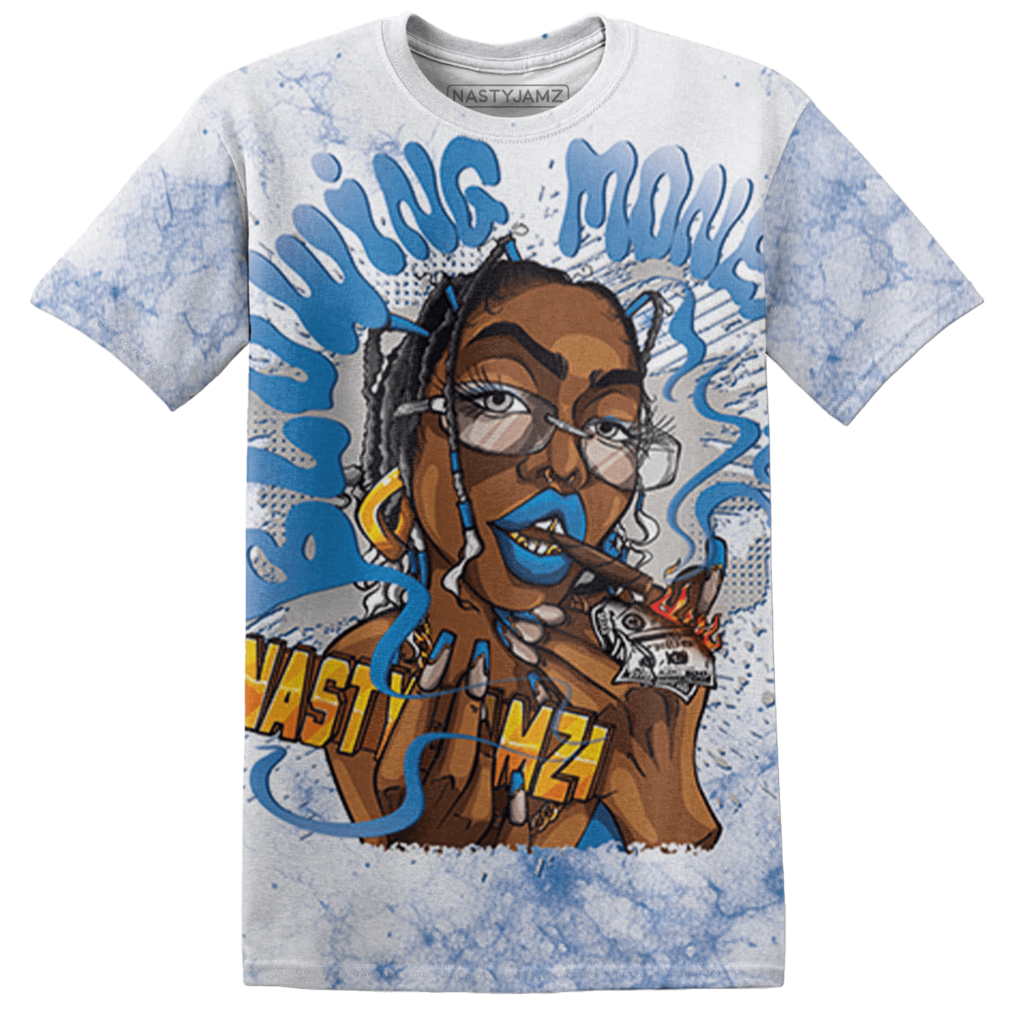 Industrial Blue 4s T Shirt Match Blowing Money Fast Girl 3D All-Over Print - NastyJamz