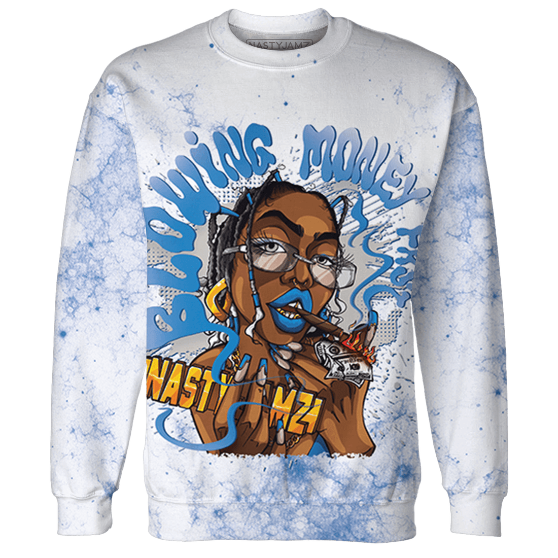 Industrial Blue 4s Sweatshirt Match Blowing Money Fast Girl 3D All-Over Print - NastyJamz