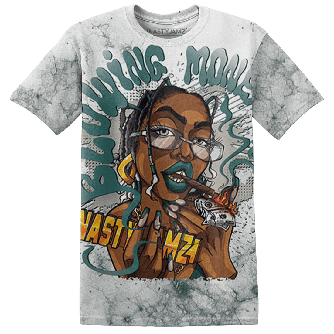 Oxidized Green 4s T Shirt Match Blowing Money Fast Girl 3D All-Over Print - NastyJamz