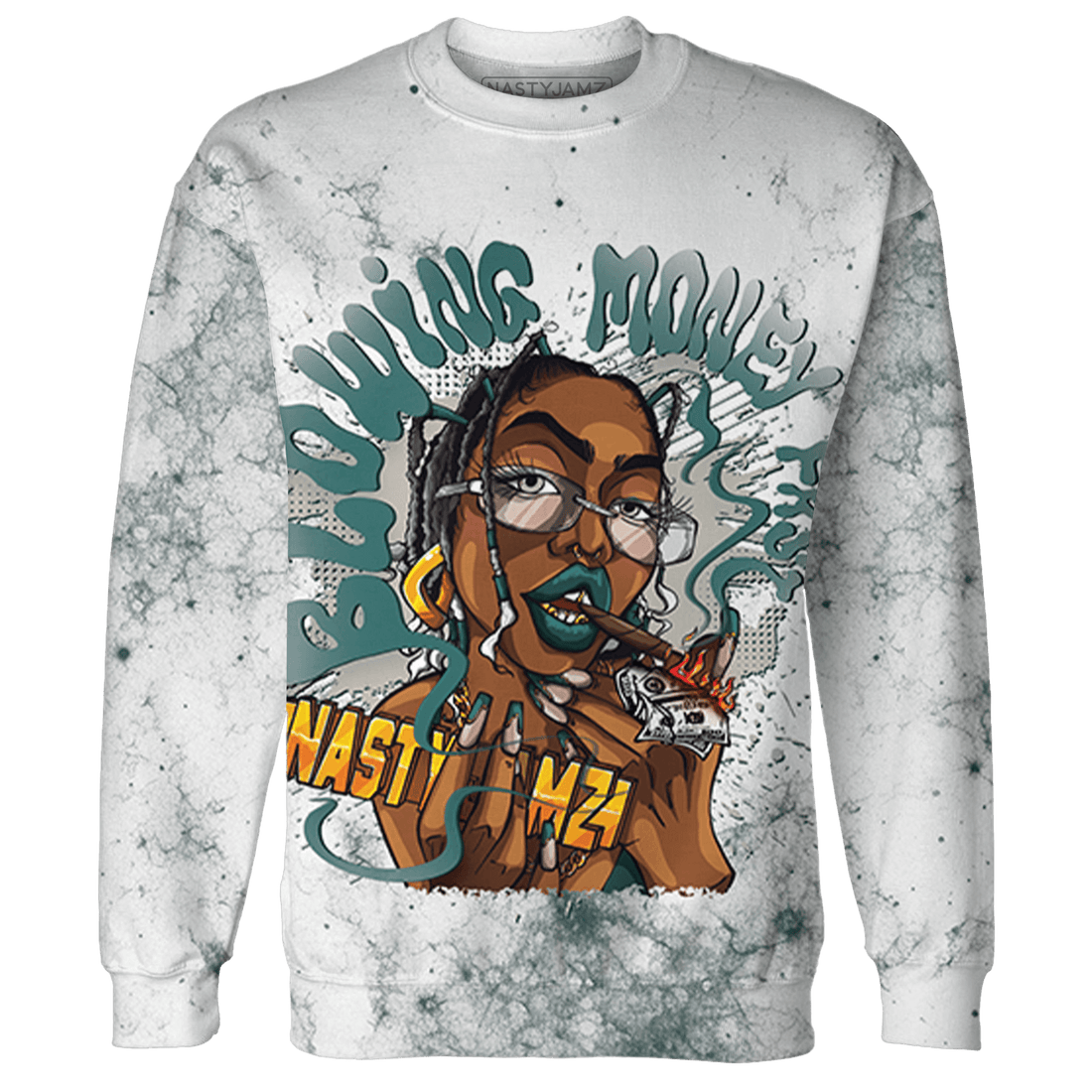 Oxidized Green 4s Sweatshirt Match Blowing Money Fast Girl 3D All-Over Print - NastyJamz