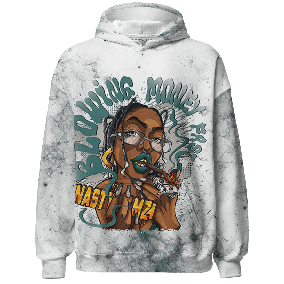 Oxidized Green 4s Hoodie Match Blowing Money Fast Girl 3D All-Over Print - NastyJamz