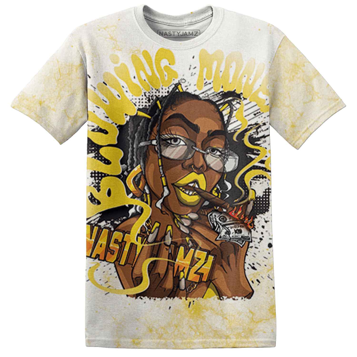 Vivid Sulfur 4s T Shirt Match Blowing Money Fast Girl 3D All-Over Print - NastyJamz