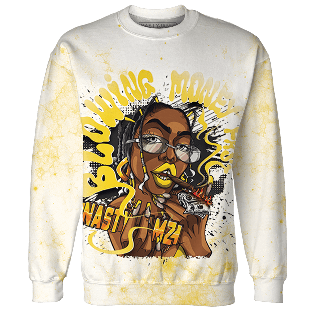 Vivid Sulfur 4s Sweatshirt Match Blowing Money Fast Girl 3D All-Over Print - NastyJamz