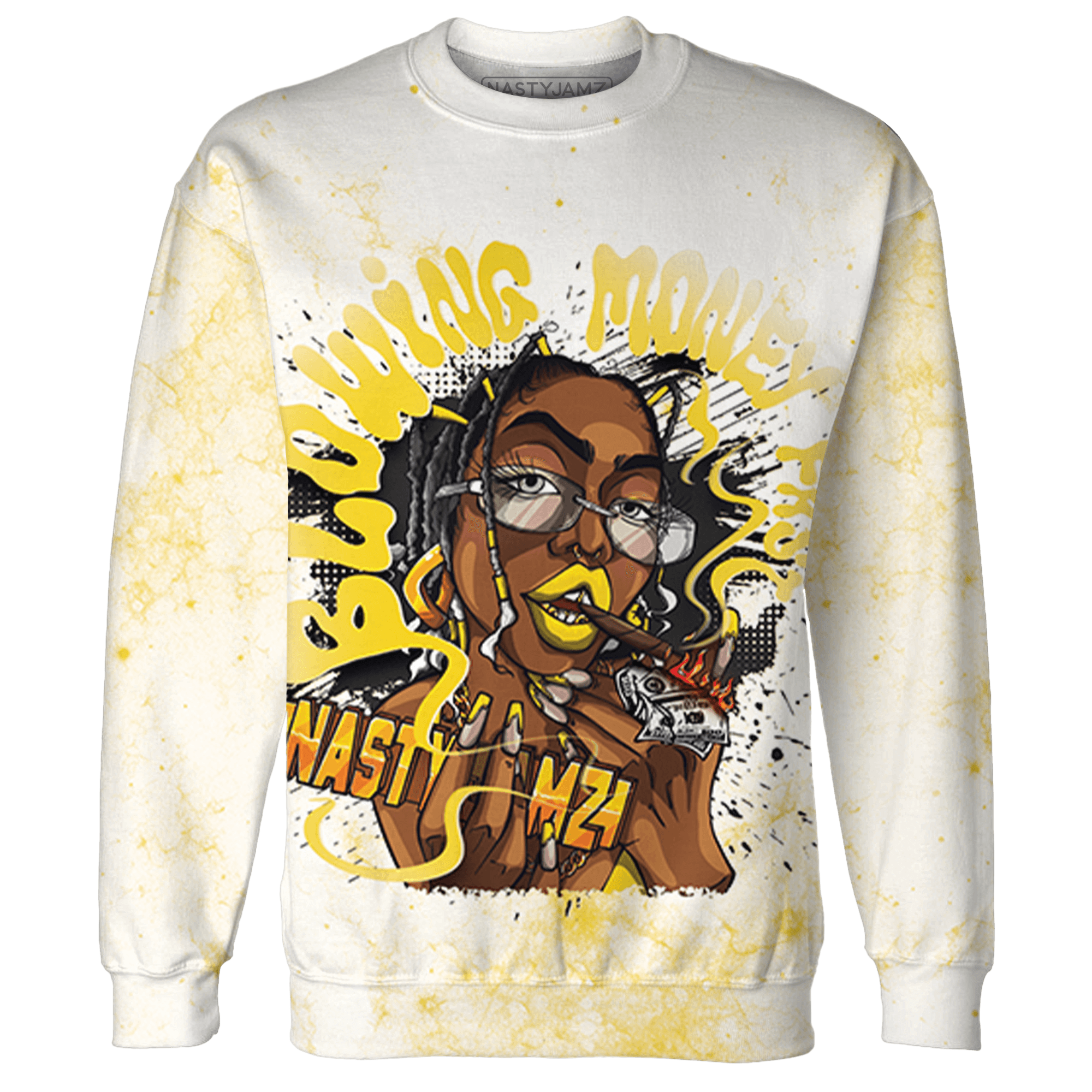 Vivid Sulfur 4s Sweatshirt Match Blowing Money Fast Girl 3D All-Over Print - NastyJamz