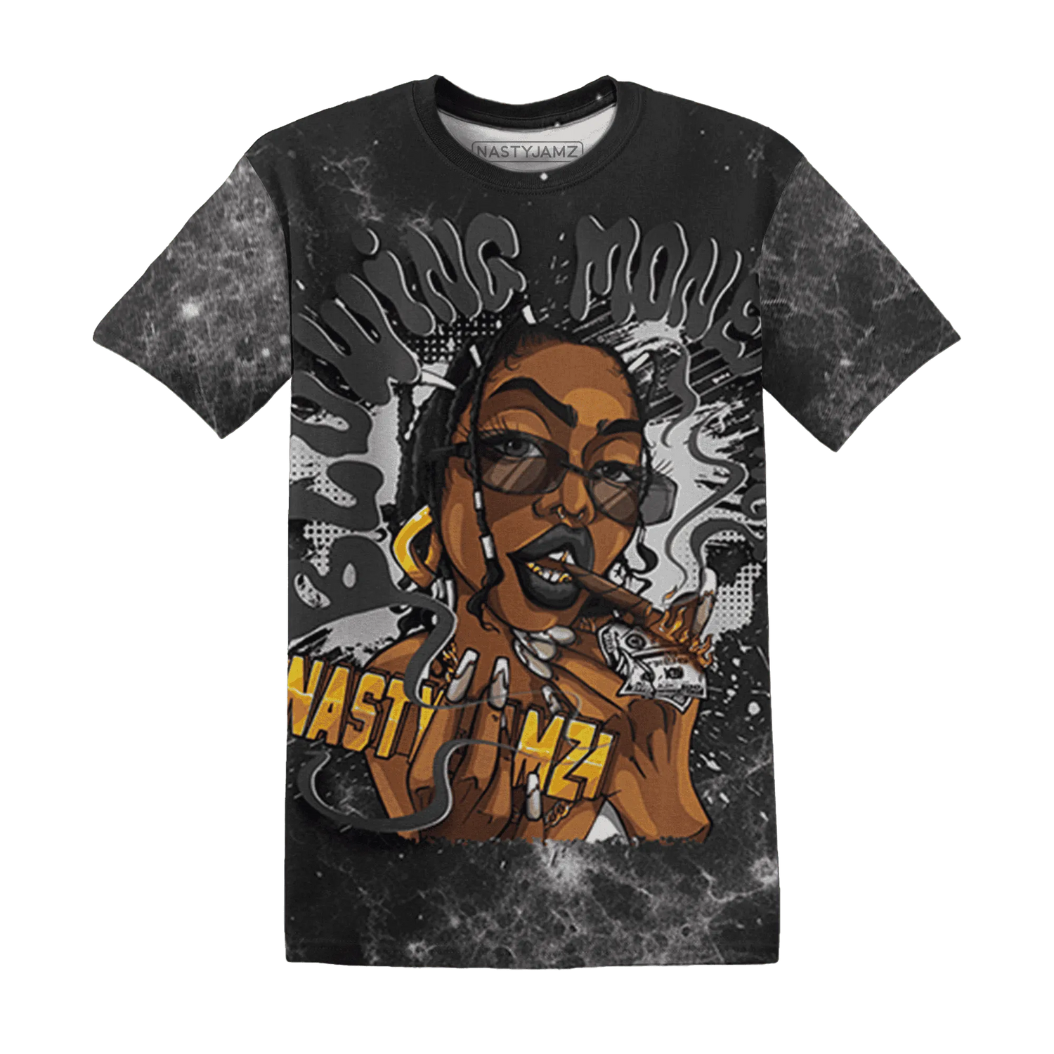 White-Thunder-4s-T-Shirt-Match-Blowing-Money-Fast-Girl-3D
