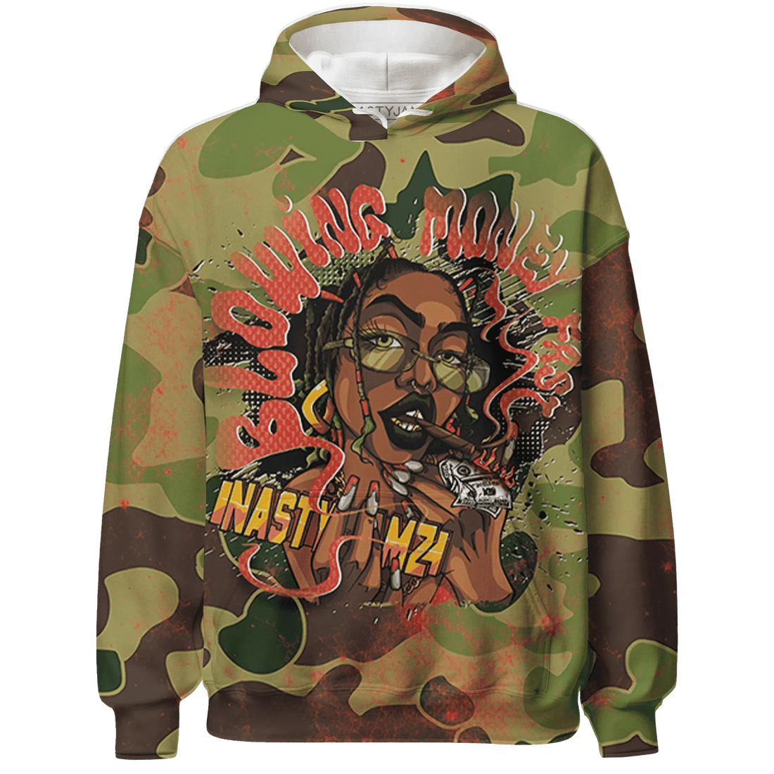 AM-90-Dark-Sage-Solar-Red-NastyJamz-Hoodie-Match-Blowing-Money-Fast-Girl-3D