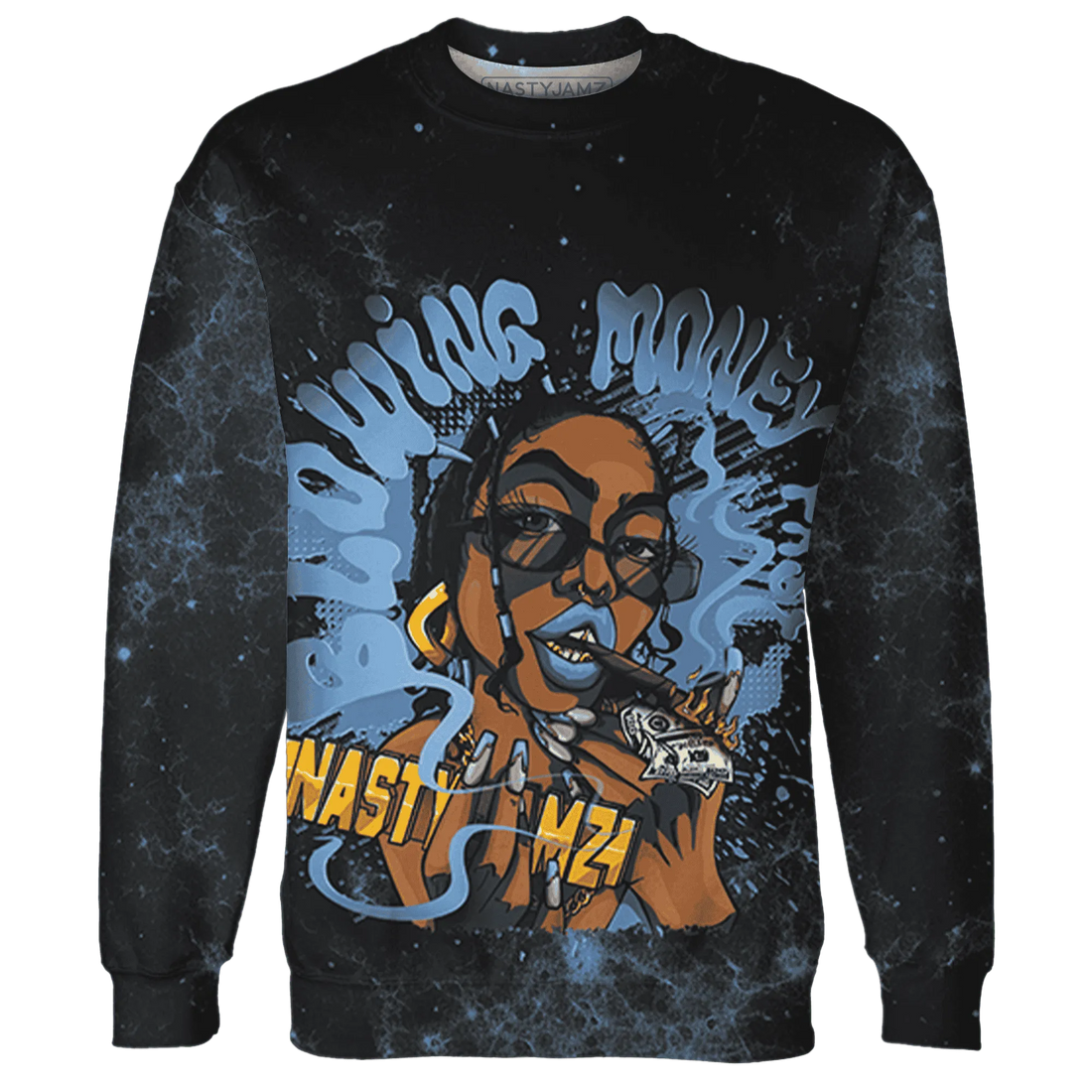 AM-Plus-Black-Univercitii-Blue-Sweatshirt-Match-Blowing-Money-Fast-Girl-3D