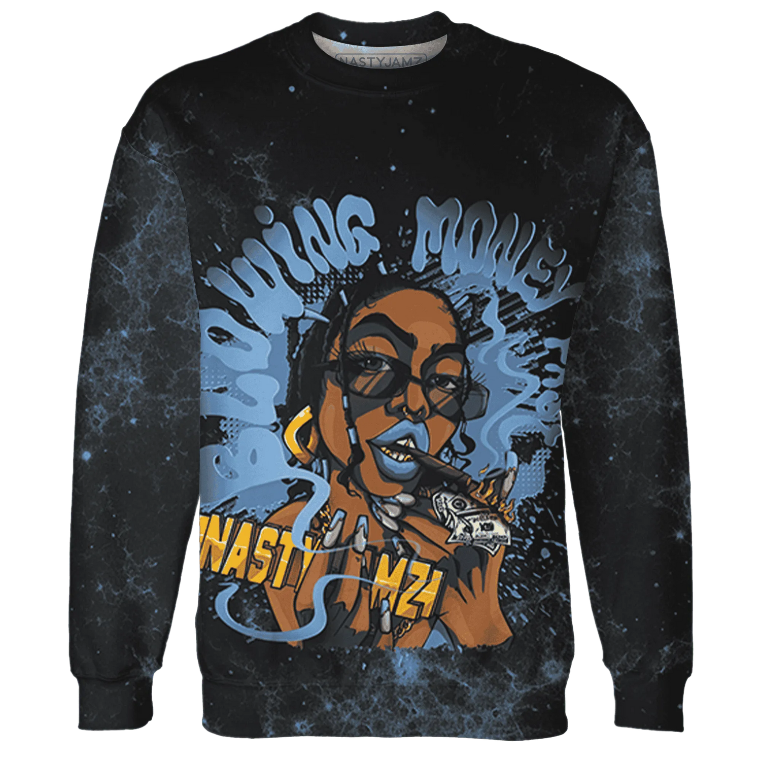 AM-Plus-Black-Univercitii-Blue-Sweatshirt-Match-Blowing-Money-Fast-Girl-3D