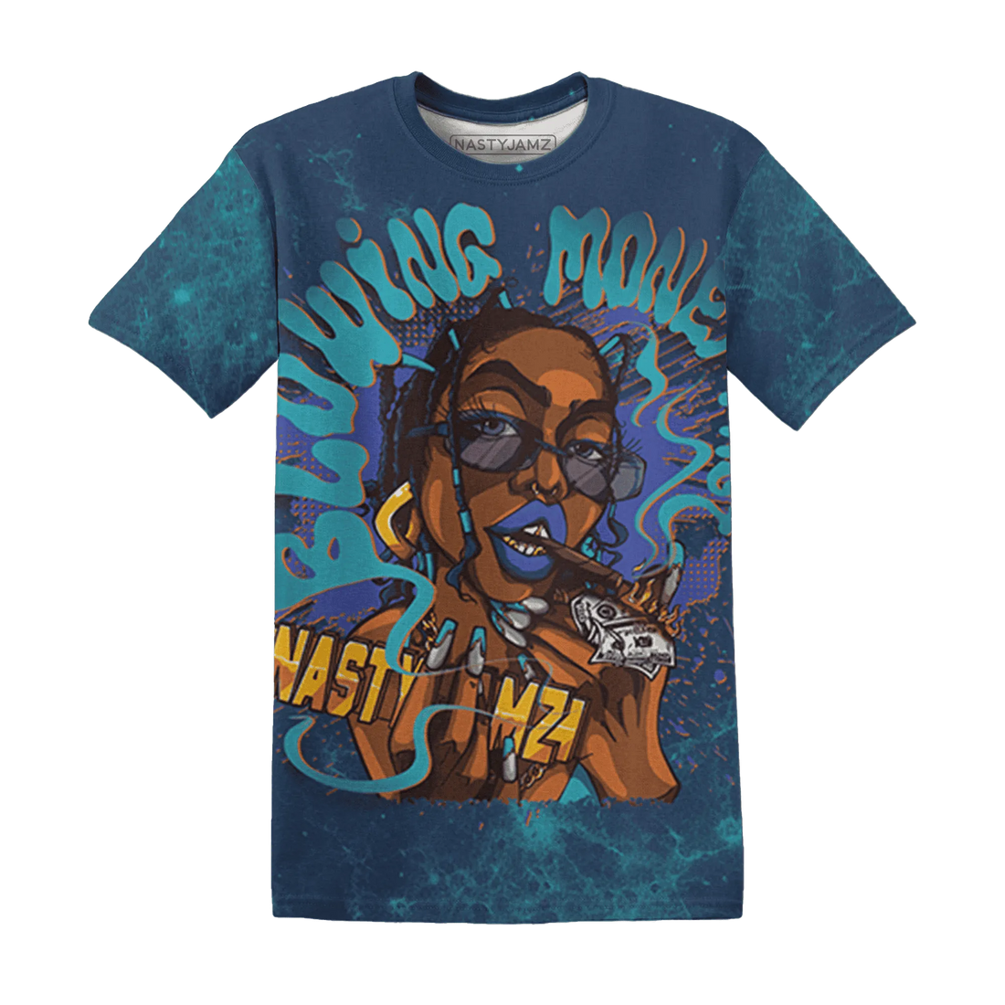 AM-Plus-Drift-Midnight-Navy-Total-Orange-Dusty-Cactus-T-Shirt-Match-Blowing-Money-Fast-Girl-3D