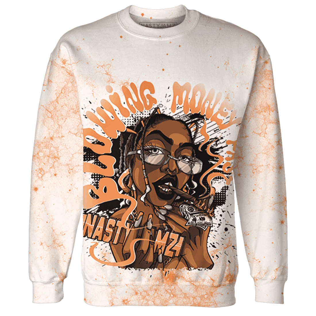 AM-TW-White-Orange-Sweatshirt-Match-Blowing-Money-Fast-Girl-3D