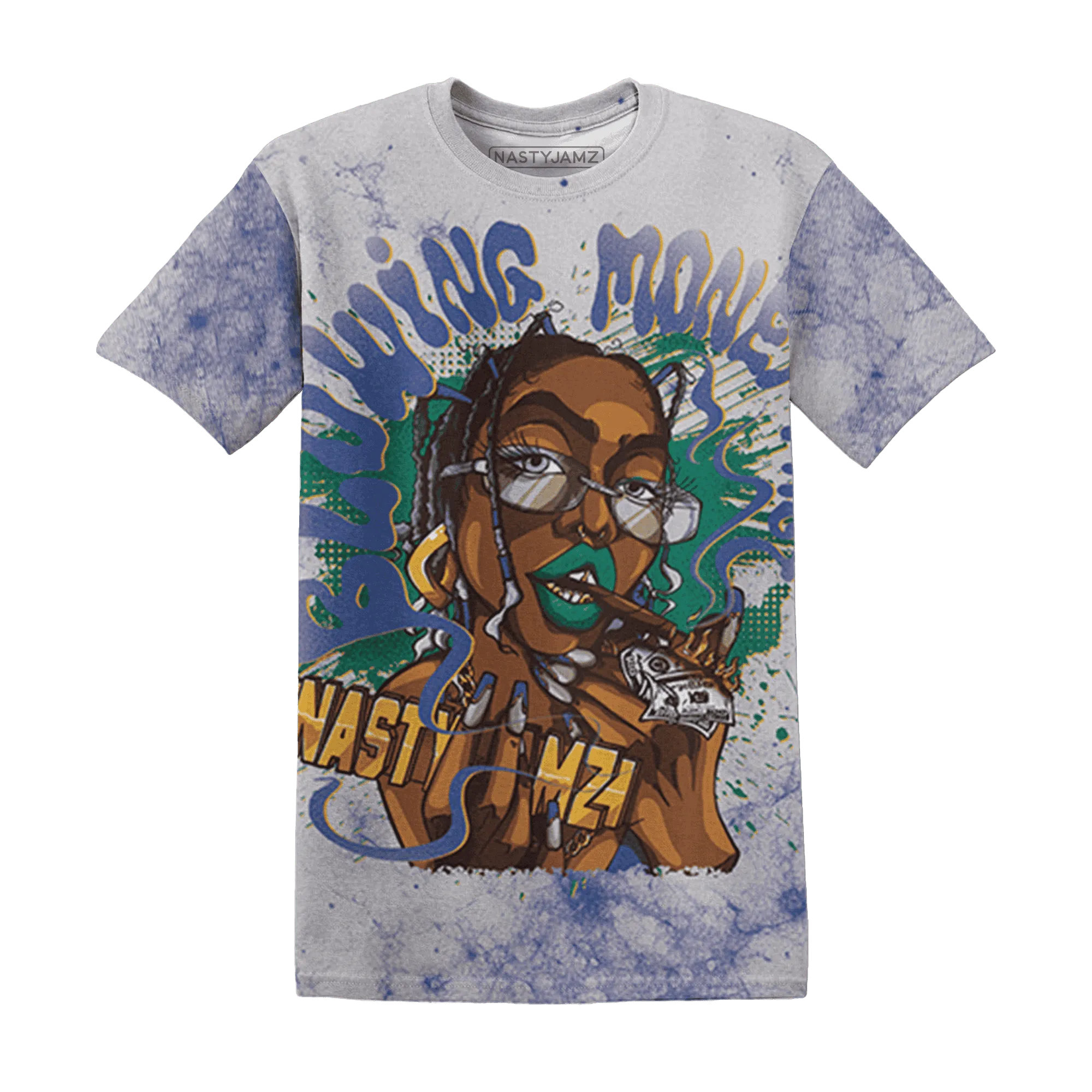 Dunk-Hyper-Royal-Malachite-NastyJamz-T-Shirt-Match-Blowing-Money-Fast-Girl-3D