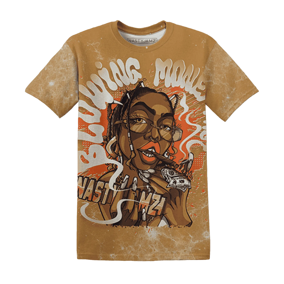Dunk-Low-Retro-Wheat-Orange-NastyJamz-T-Shirt-Match-Blowing-Money-Fast-Girl-3D