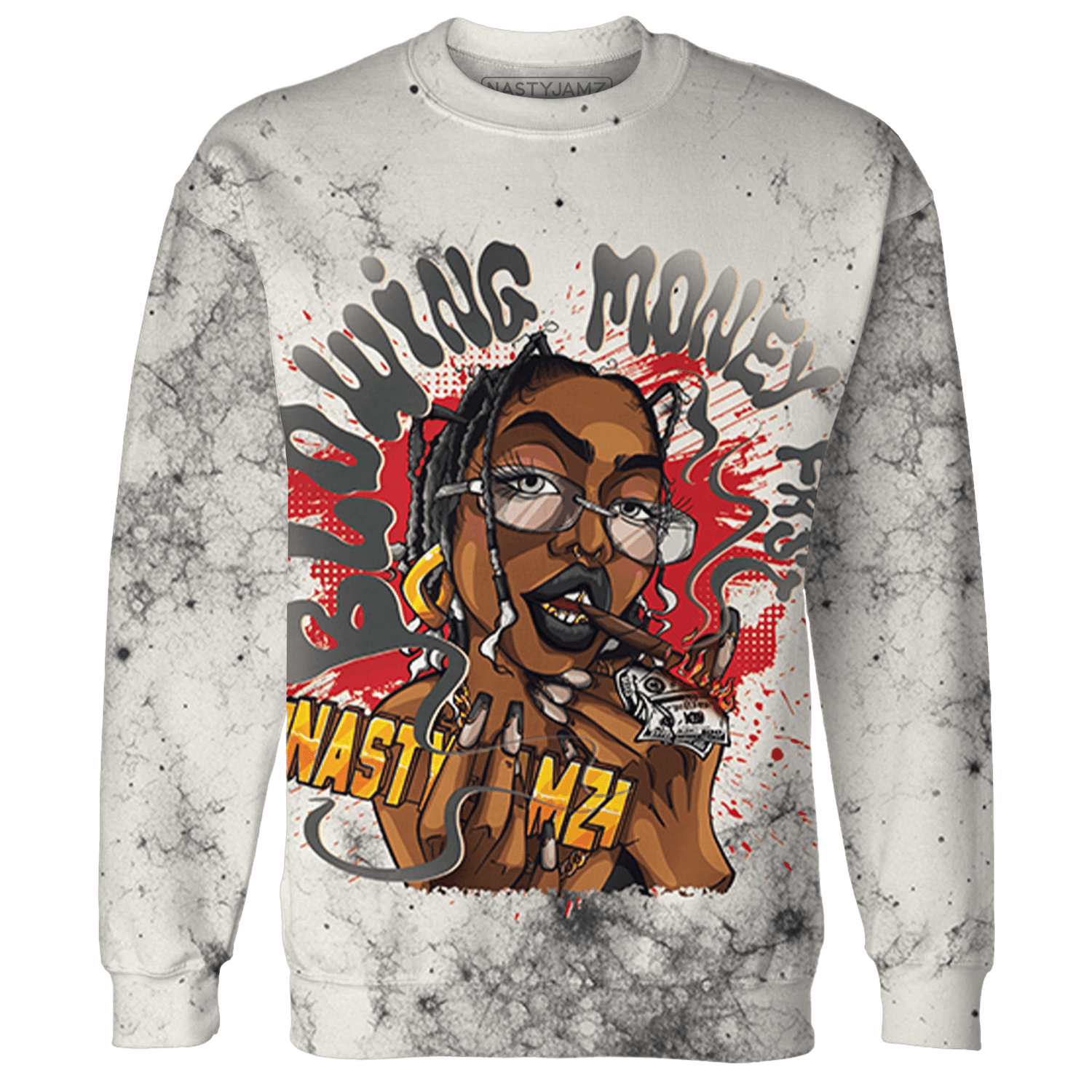 Jumman Jack Universityy Red Sweatshirt Match Blowing Money Fast Girl 3D All-Over Print - NastyJamz