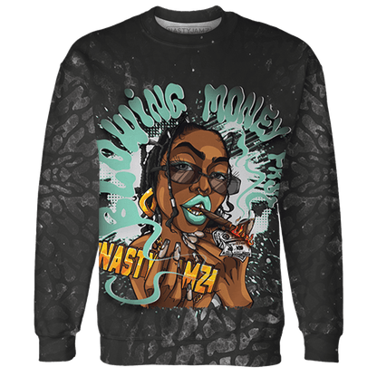 Green Glow 3s Sweatshirt Match Blowing Money Fast Girl 3D All-Over Print - NastyJamz