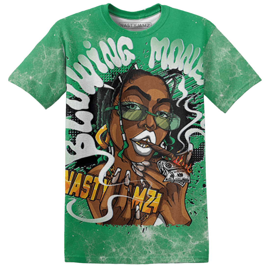Lucky Green 5s T Shirt Match Blowing Money Fast Girl 3D All-Over Print - NastyJamz