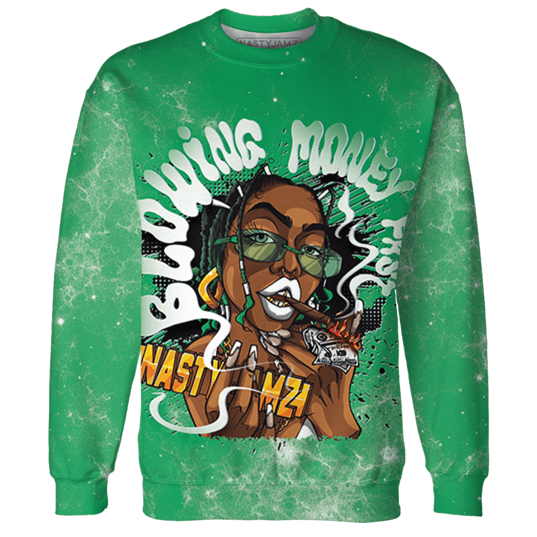 Lucky Green 5s Sweatshirt Match Blowing Money Fast Girl 3D All-Over Print - NastyJamz
