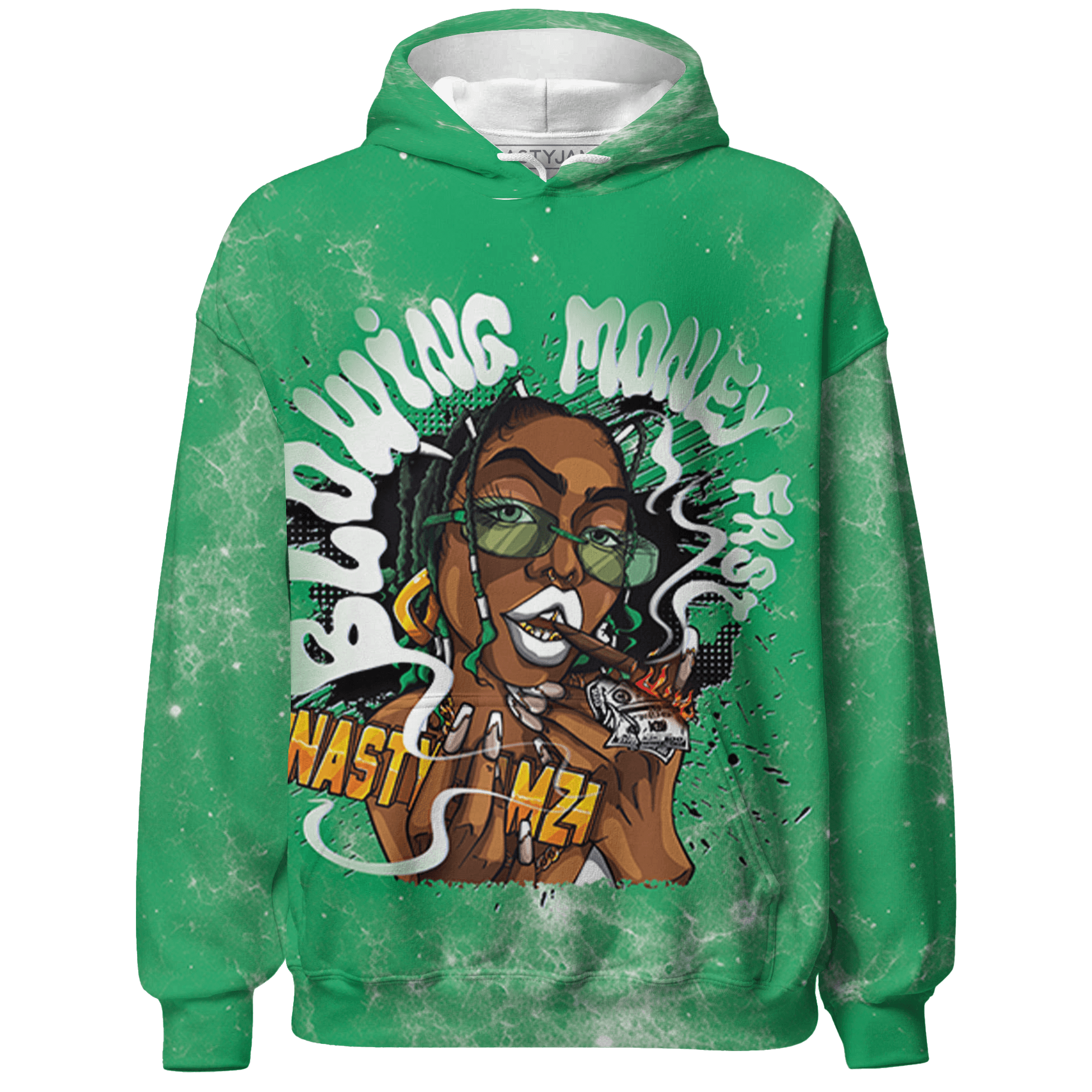 Lucky Green 5s Hoodie Match Blowing Money Fast Girl 3D All-Over Print - NastyJamz