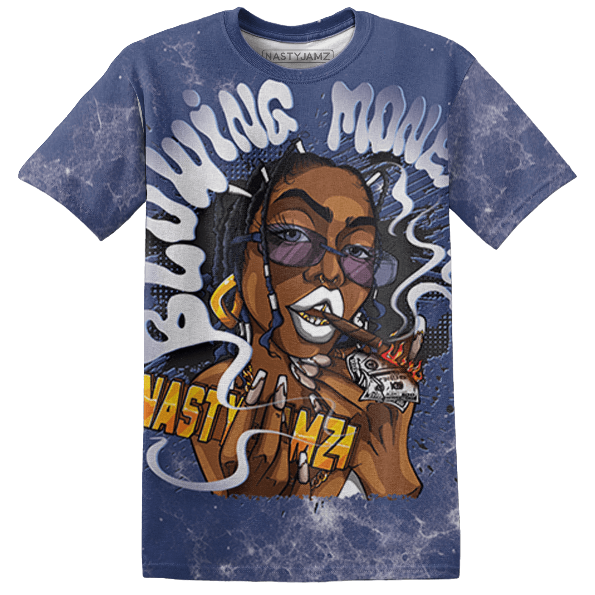 Midnight Navy 5s T Shirt Match Blowing Money Fast Girl 3D All-Over Print - NastyJamz