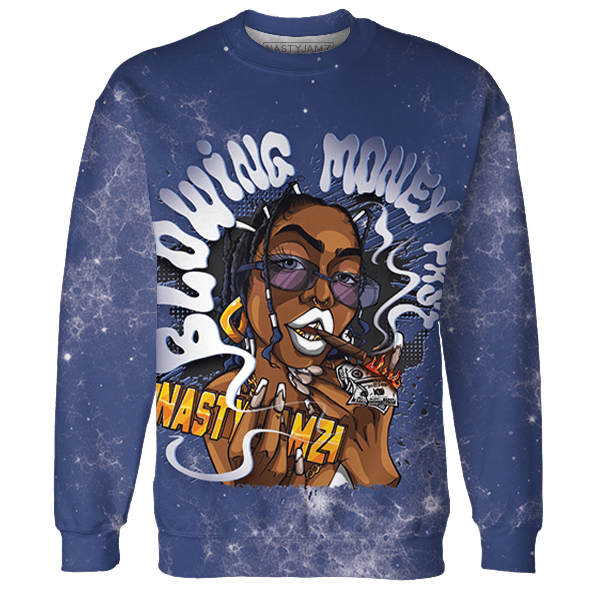 Midnight Navy 5s Sweatshirt Match Blowing Money Fast Girl 3D All-Over Print - NastyJamz