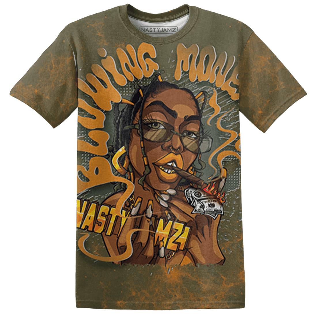Olive 5s T Shirt Match Blowing Money Fast Girl 3D All-Over Print - NastyJamz