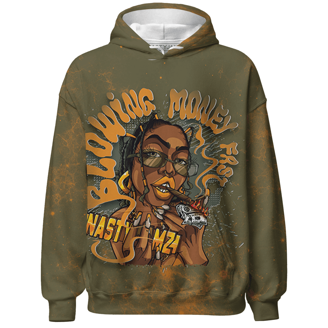 Olive 5s Hoodie Match Blowing Money Fast Girl 3D All-Over Print - NastyJamz