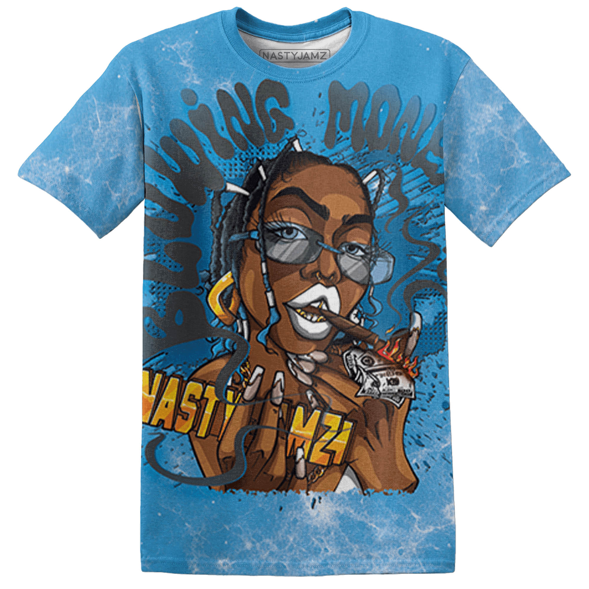 Powder Blue 9s T Shirt Match Blowing Money Fast Girl 3D All-Over Print - NastyJamz