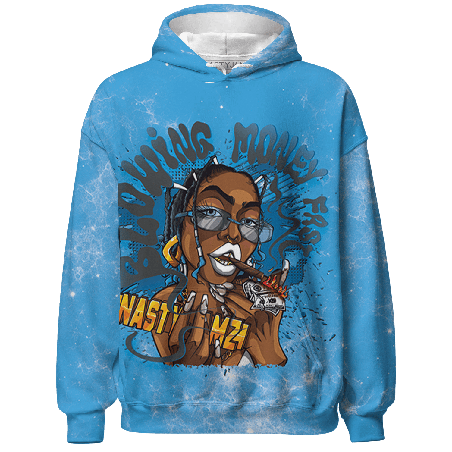 Powder Blue 9s Hoodie Match Blowing Money Fast Girl 3D All-Over Print - NastyJamz