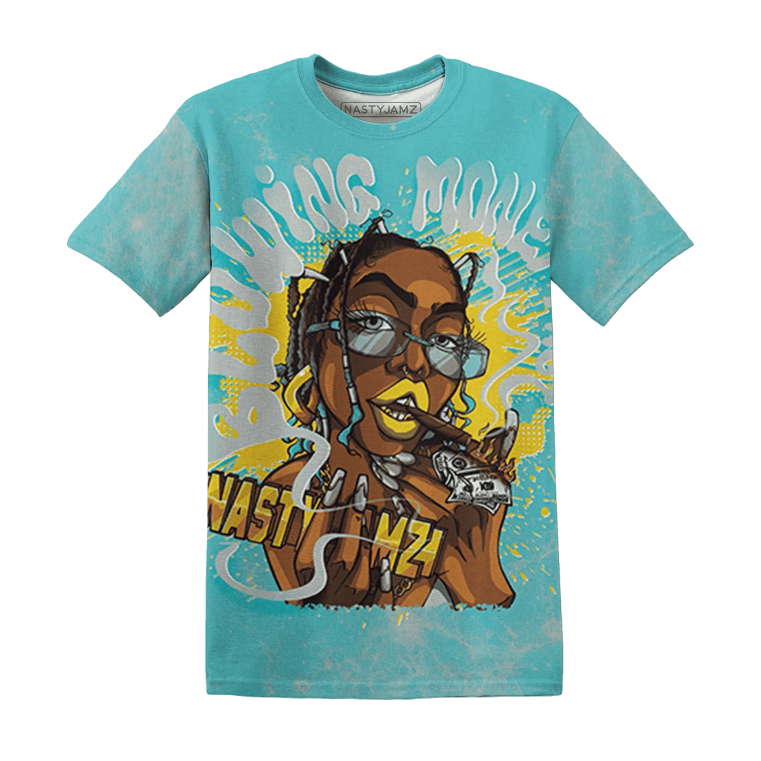 NBL-Cyan-Burst-9060-T-Shirt-Match-Blowing-Money-Fast-Girl-3D