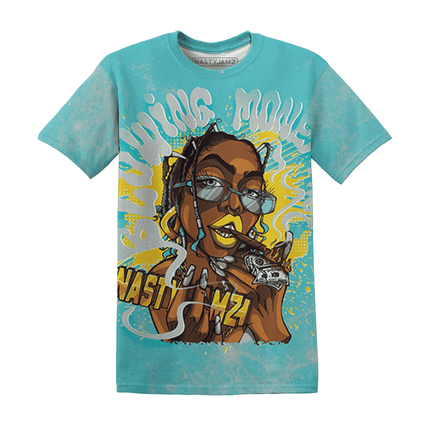 NBL-Cyan-Burst-9060-T-Shirt-Match-Blowing-Money-Fast-Girl-3D