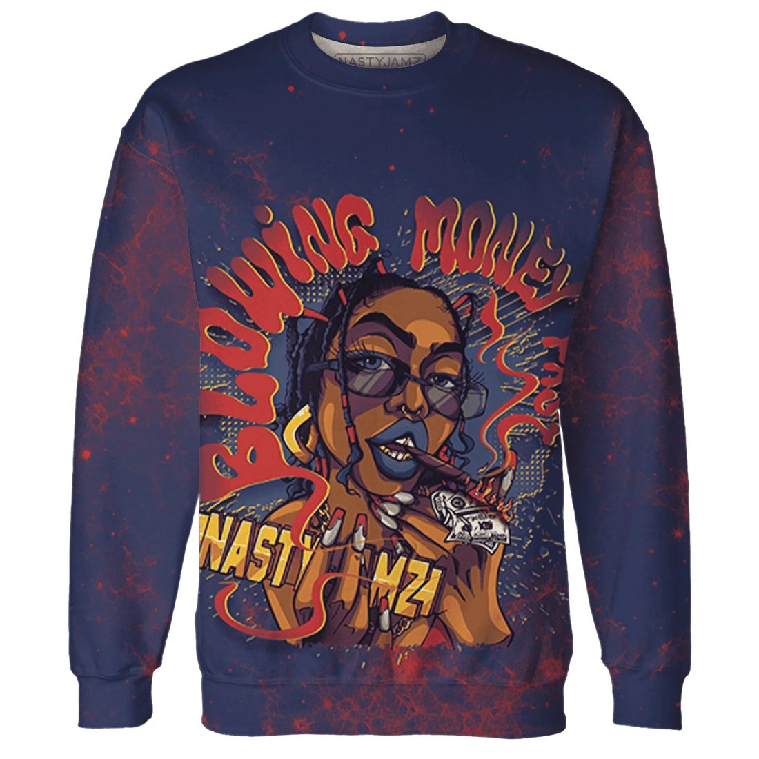 VaporMax-Air-Plus-Midnight-Navy-Gold-Black-Sweatshirt-Match-Blowing-Money-Fast-Girl-3D