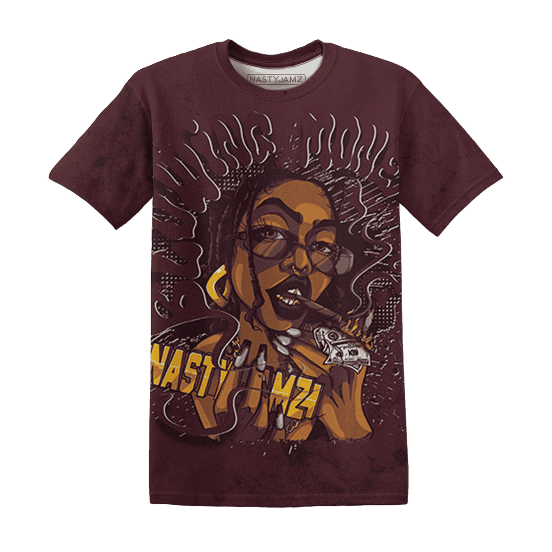 VaporMax-Night-Maron-Burgundy-T-Shirt-Match-Blowing-Money-Fast-Girl-3D