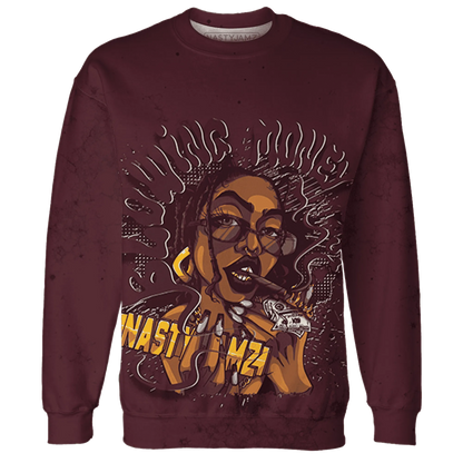 VaporMax-Night-Maron-Burgundy-Sweatshirt-Match-Blowing-Money-Fast-Girl-3D