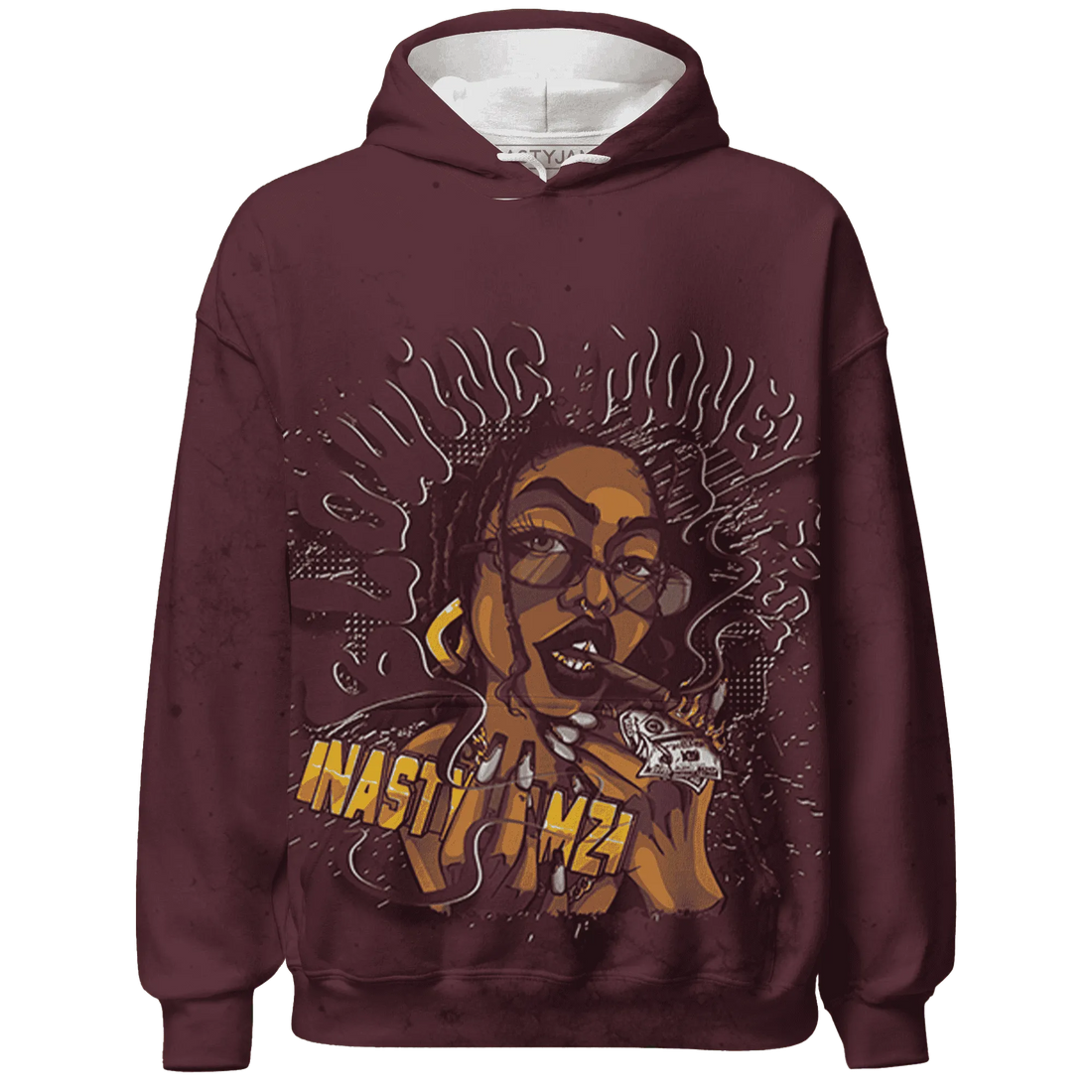 VaporMax-Night-Maron-Burgundy-Hoodie-Match-Blowing-Money-Fast-Girl-3D