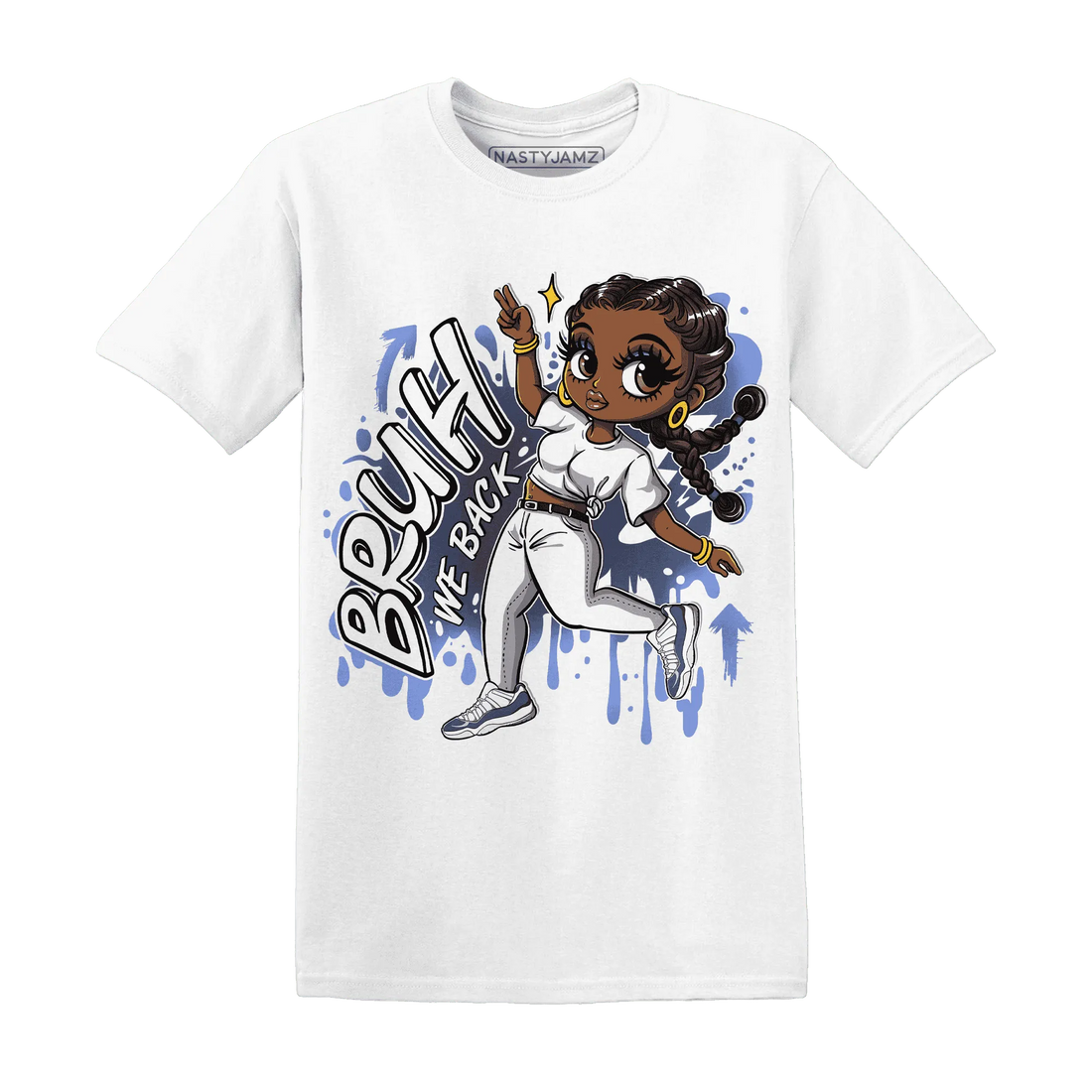 Low-Diffused-Blue-11s-T-Shirt-Match-Bruh-We-Back-Girl
