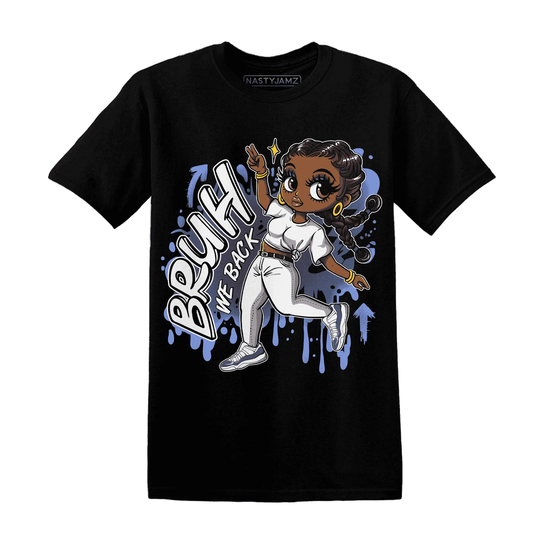 Low-Diffused-Blue-11s-T-Shirt-Match-Bruh-We-Back-Girl