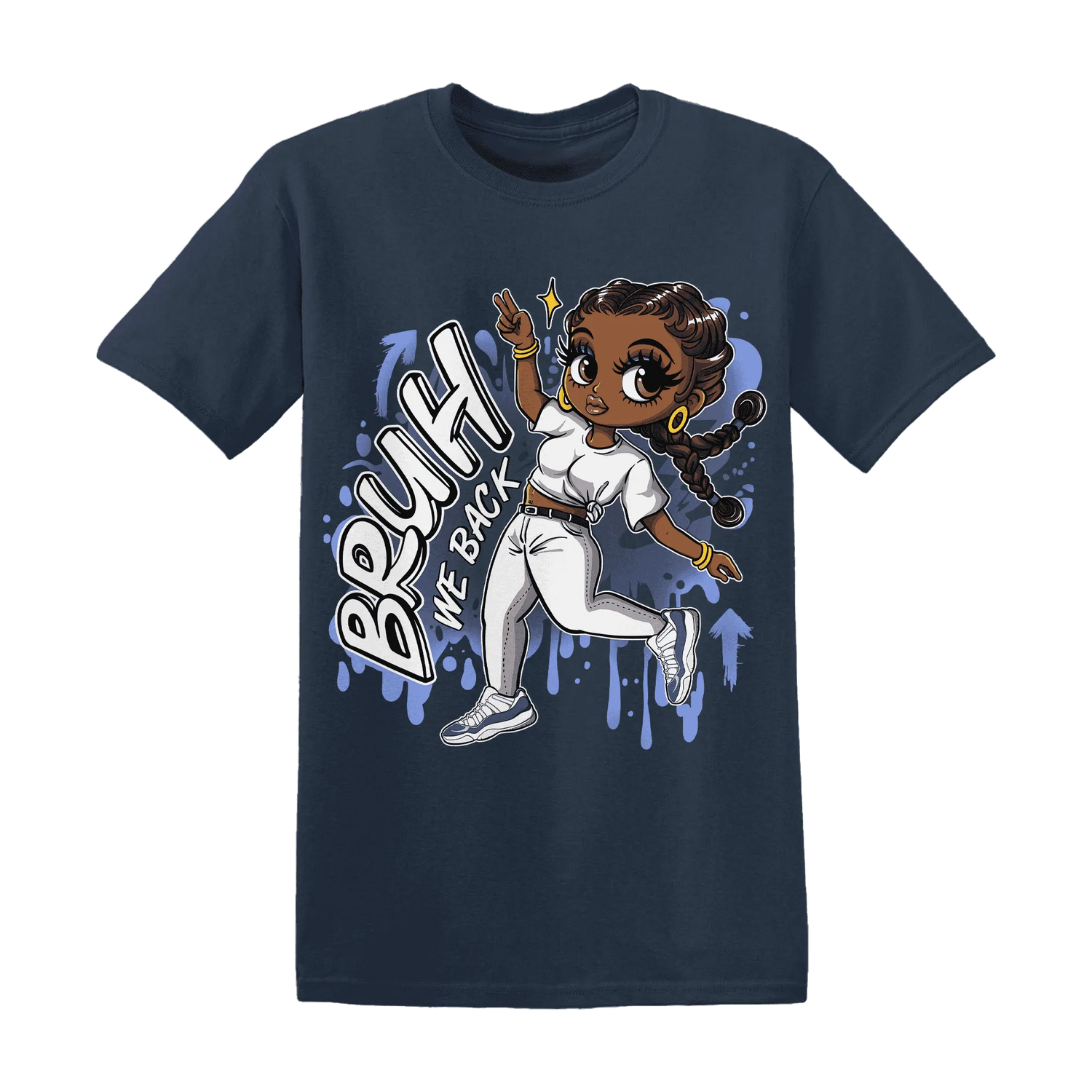 Low-Diffused-Blue-11s-T-Shirt-Match-Bruh-We-Back-Girl