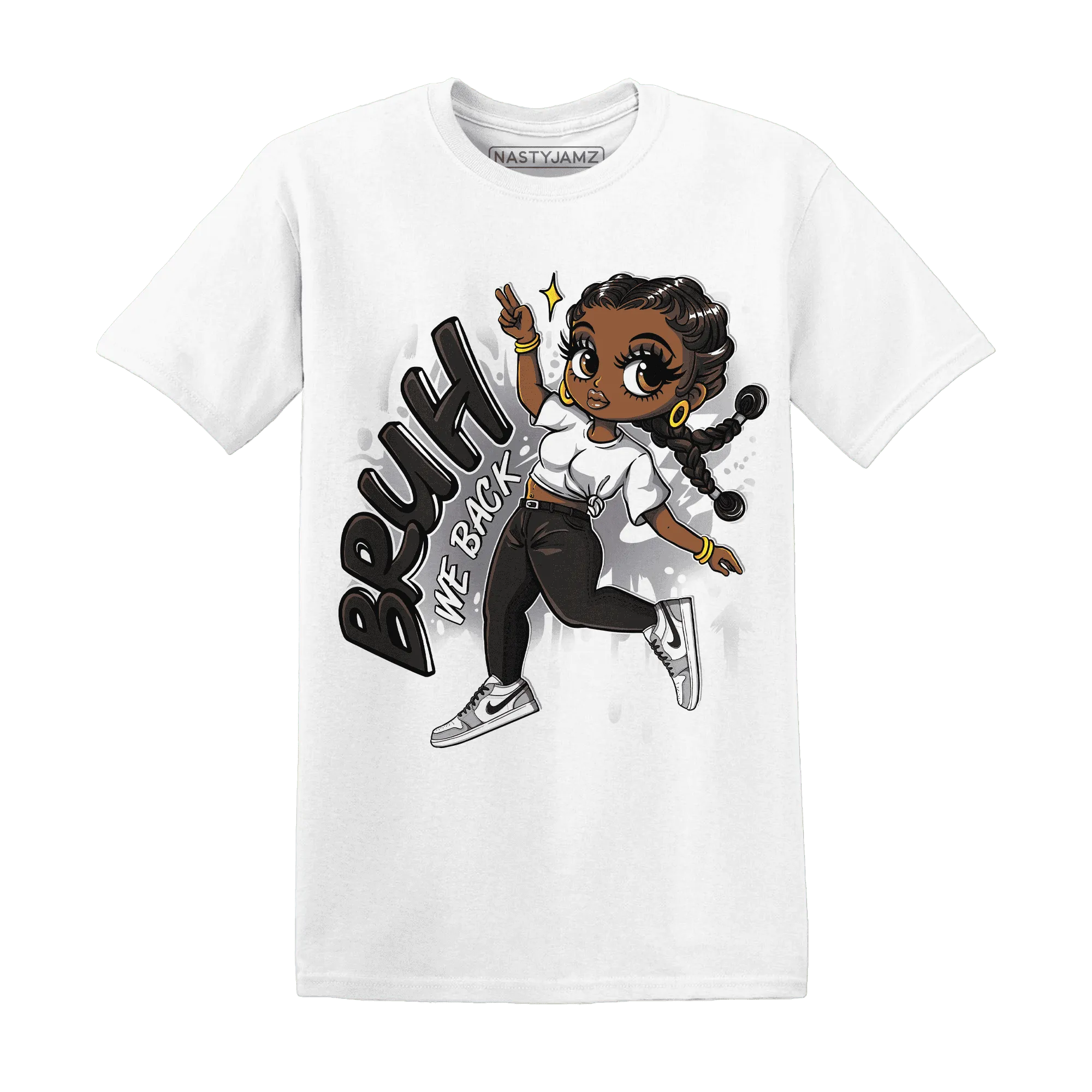 Wolf-Grey-1s-T-Shirt-Match-Bruh-We-Back-Girl
