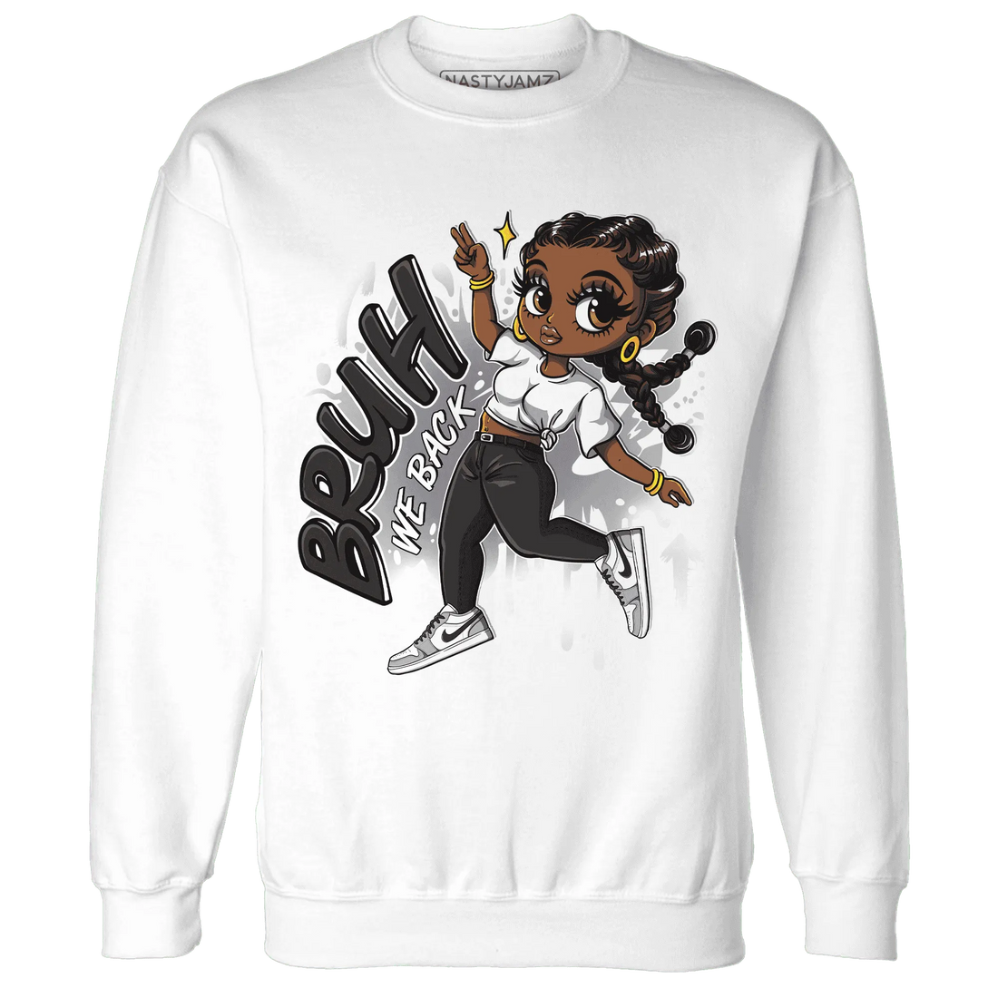 Wolf-Grey-1s-Sweatshirt-Match-Bruh-We-Back-Girl