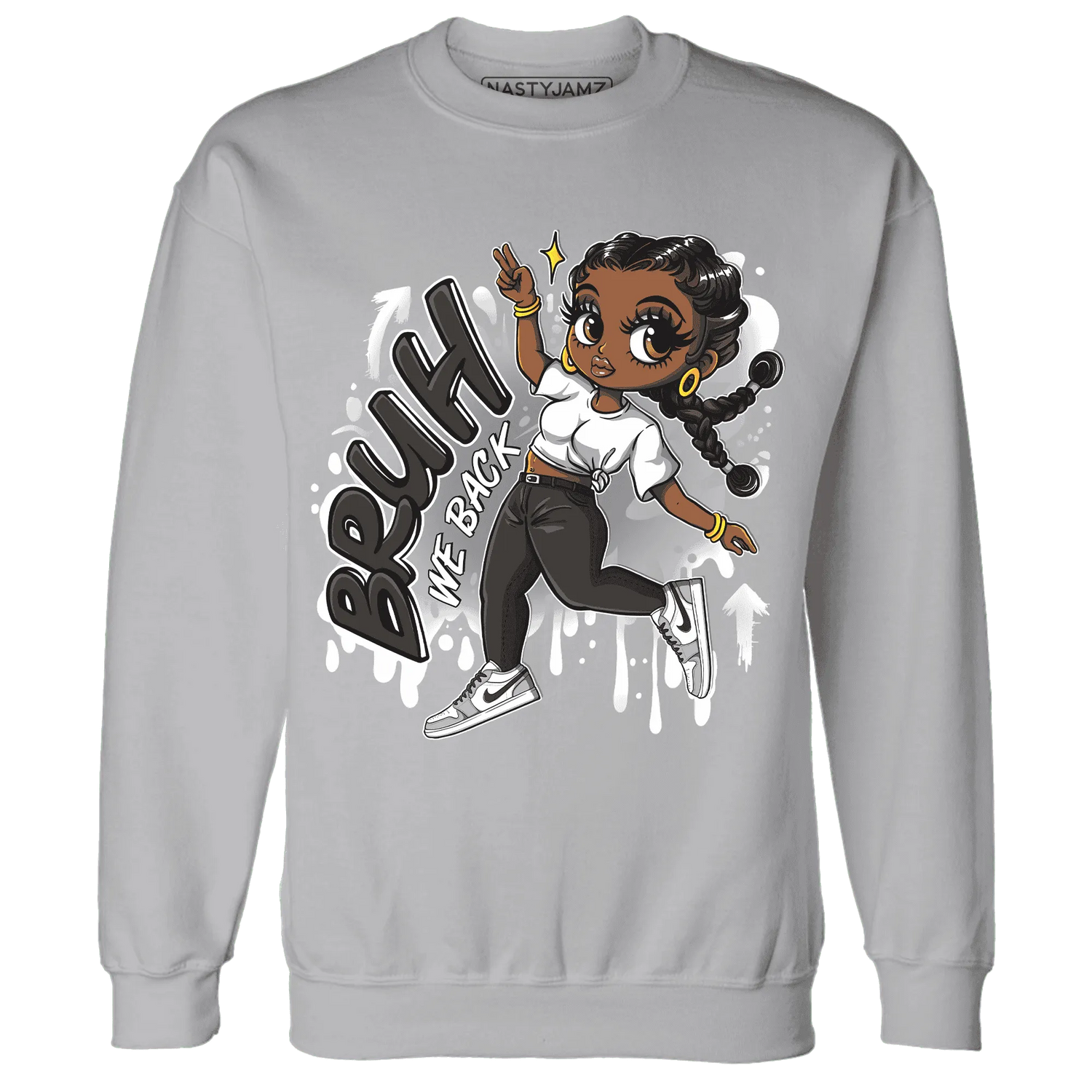 Wolf-Grey-1s-Sweatshirt-Match-Bruh-We-Back-Girl