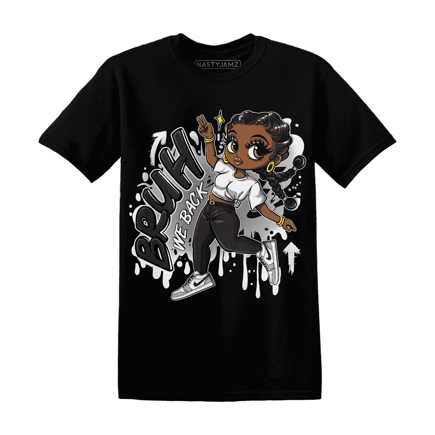 Wolf-Grey-1s-T-Shirt-Match-Bruh-We-Back-Girl