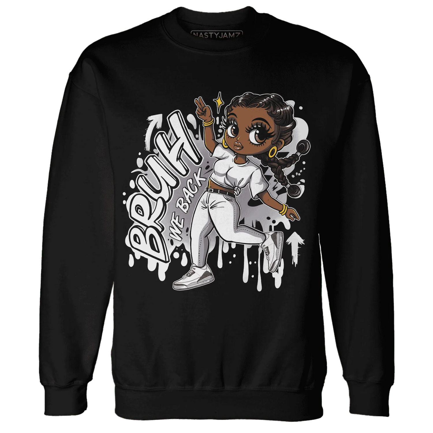 Cement-Grey-3s-Sweatshirt-Match-Bruh-We-Back-Girl