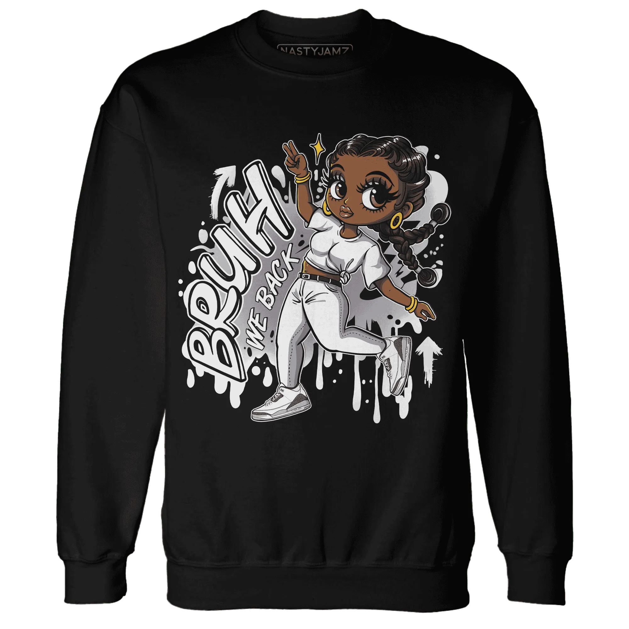 Cement-Grey-3s-Sweatshirt-Match-Bruh-We-Back-Girl