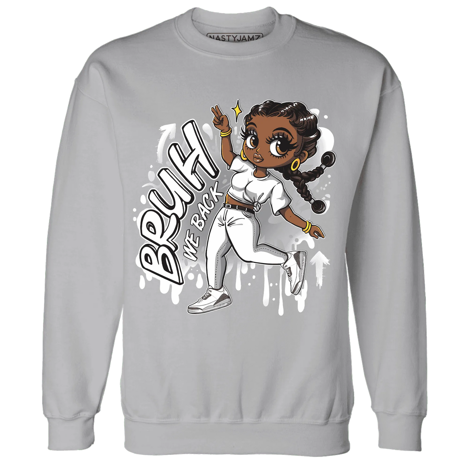Cement-Grey-3s-Sweatshirt-Match-Bruh-We-Back-Girl