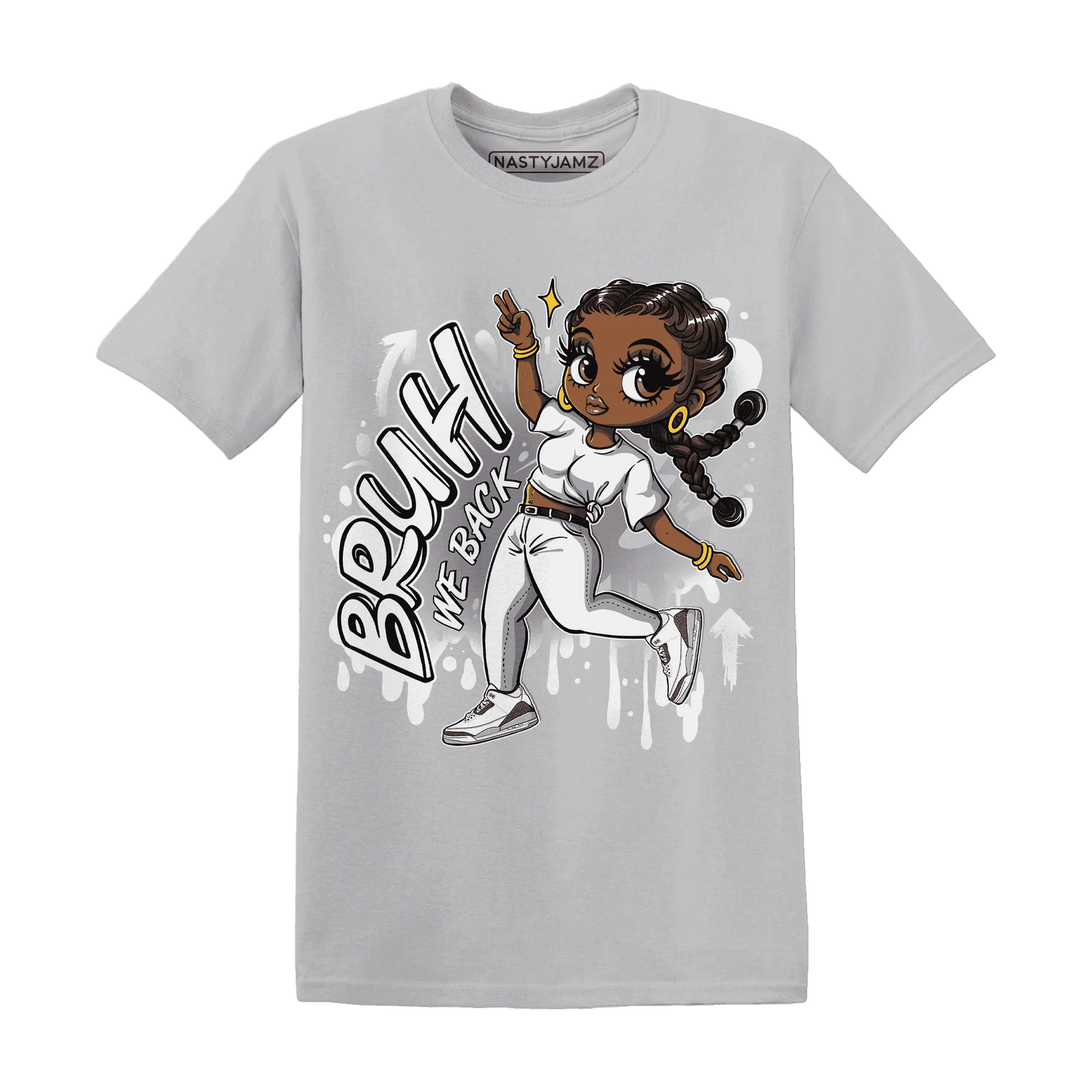 Cement-Grey-3s-T-Shirt-Match-Bruh-We-Back-Girl
