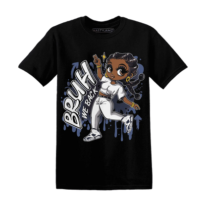 White-Navy-6s-T-Shirt-Match-Bruh-We-Back-Girl