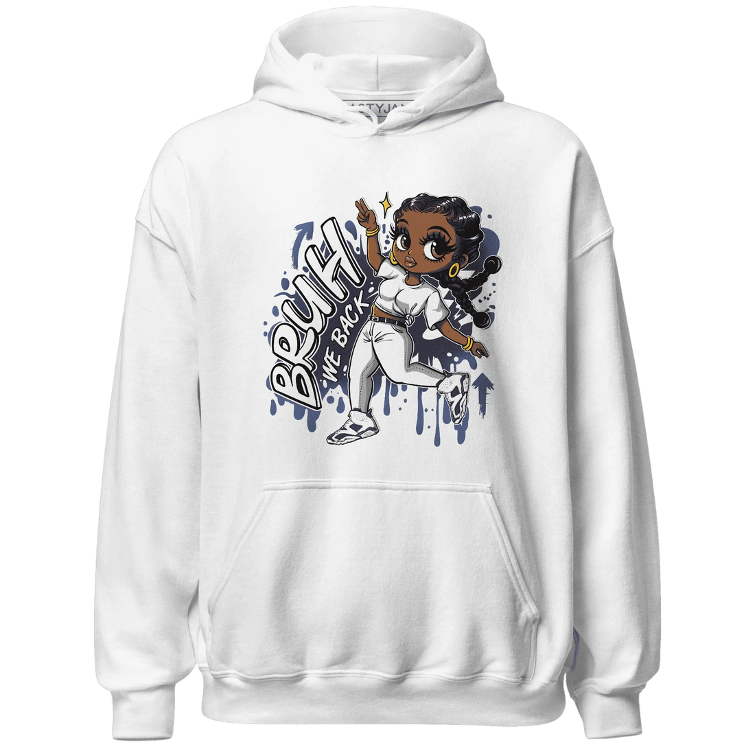 White-Navy-6s-Hoodie-Match-Bruh-We-Back-Girl