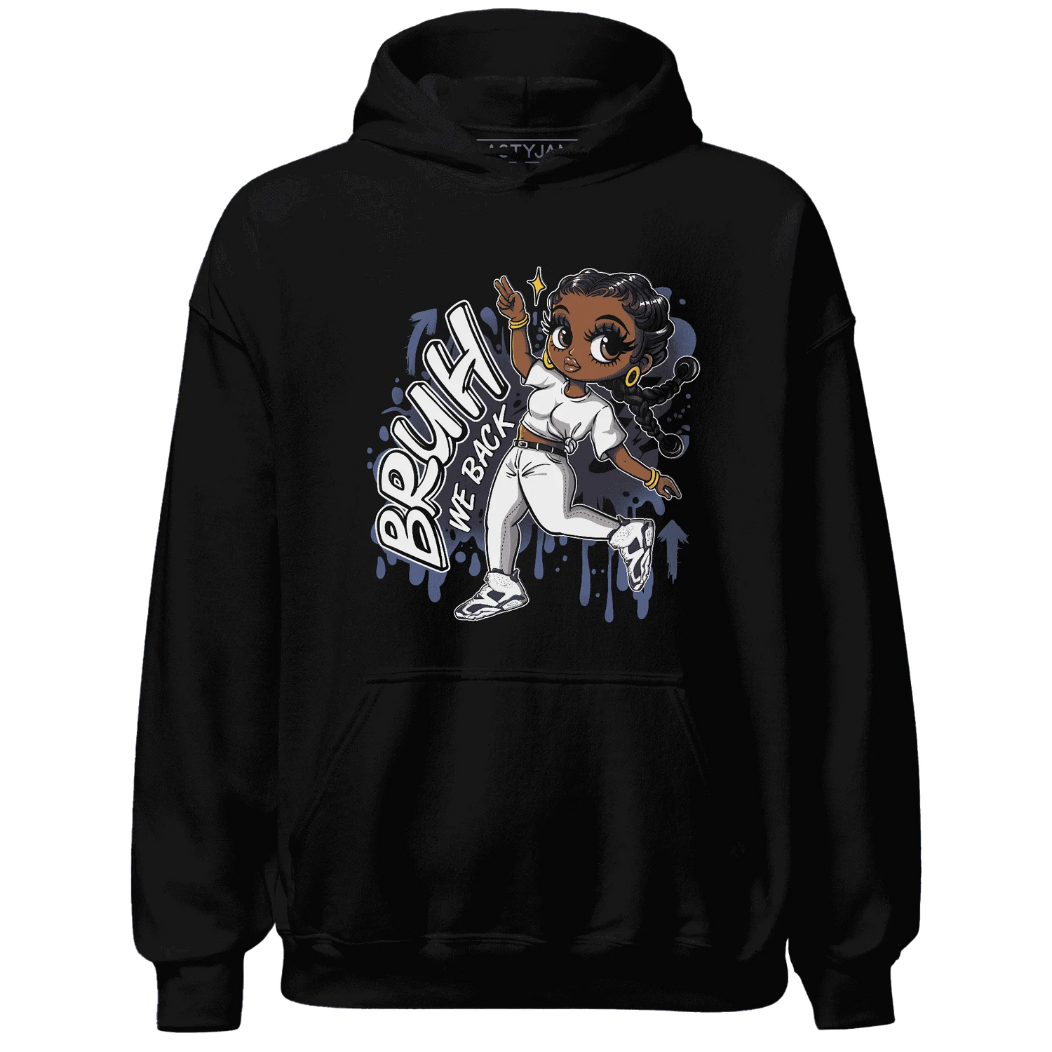 White-Navy-6s-Hoodie-Match-Bruh-We-Back-Girl