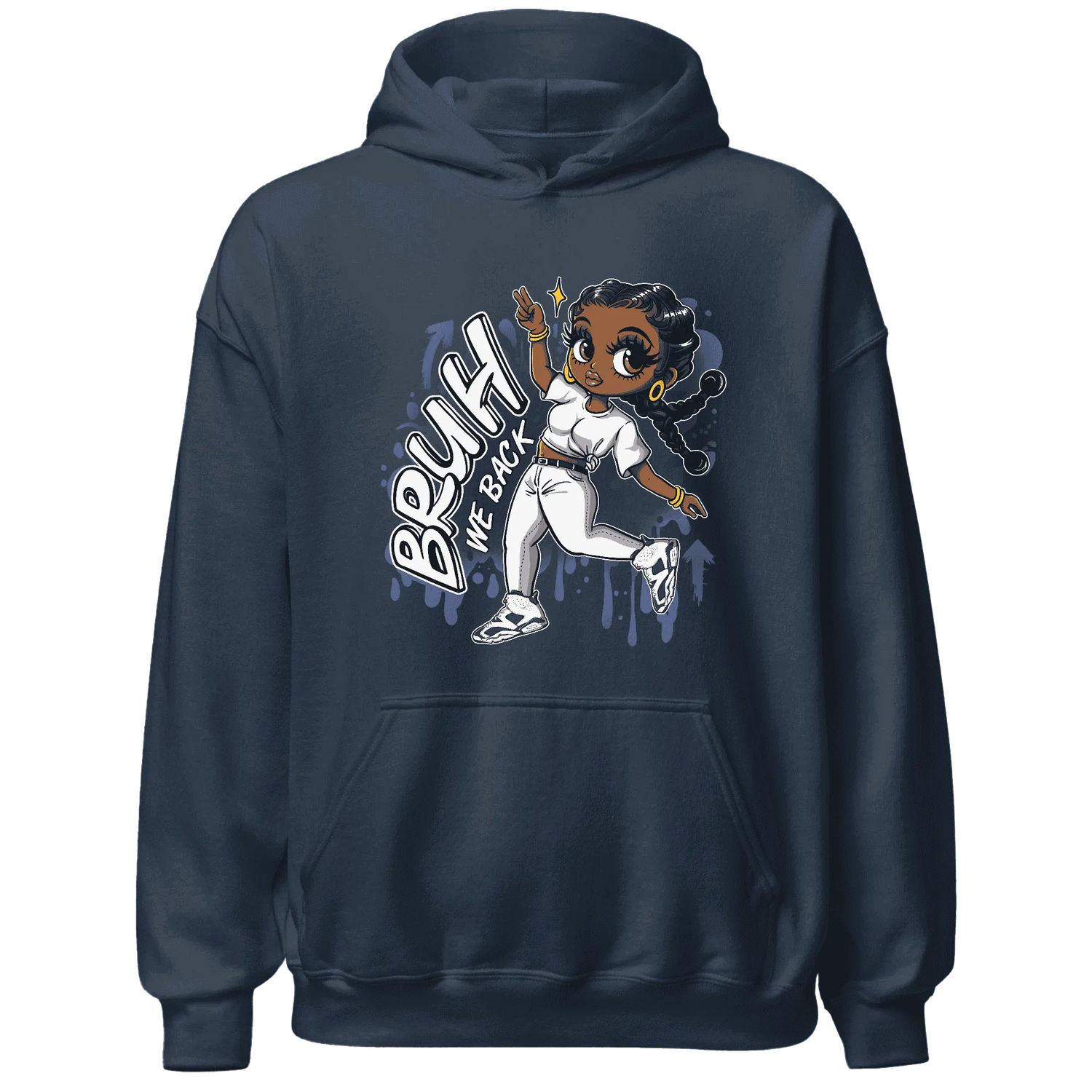 White-Navy-6s-Hoodie-Match-Bruh-We-Back-Girl